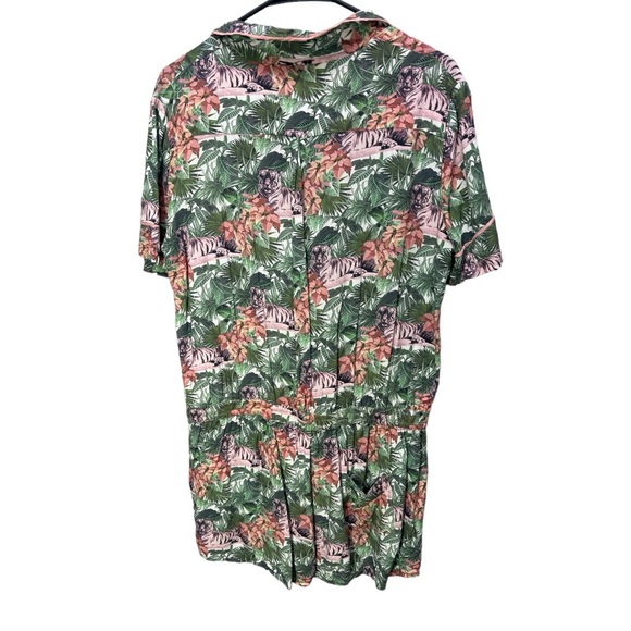 Hard to Find EMMA COOK Viscose Hawaiian Tiger Print Short Sleeve Romper M/L - Picture 2 of 9